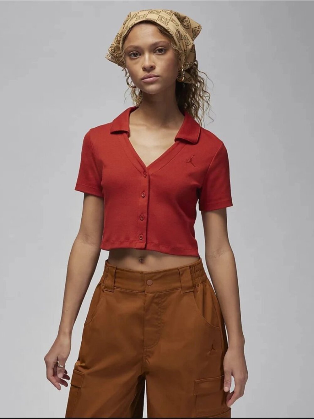 Women's Air Jordan Knit Crop Top Short Sleeve Shirt-Size XL (FN5396